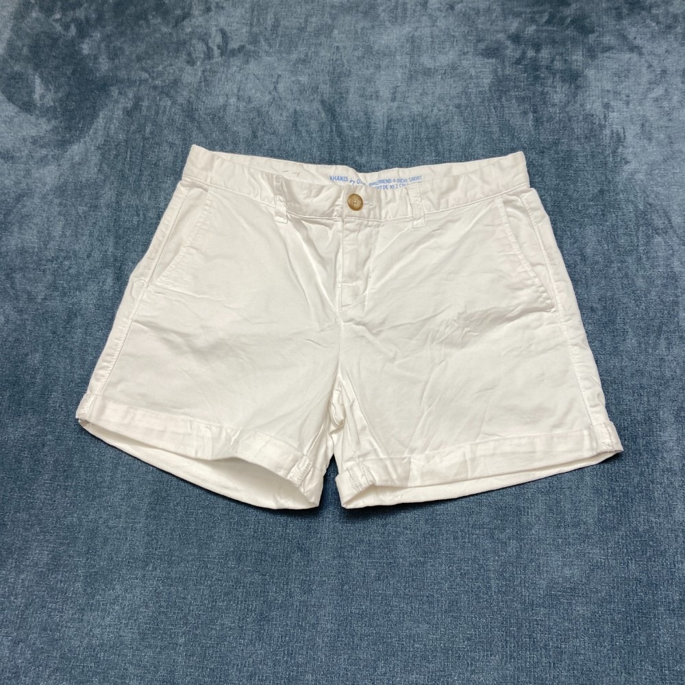 Khakis By Gap Girlfriend Shorts Women 2 White 4" Inseam Everyday Wear Cuffed Hem
